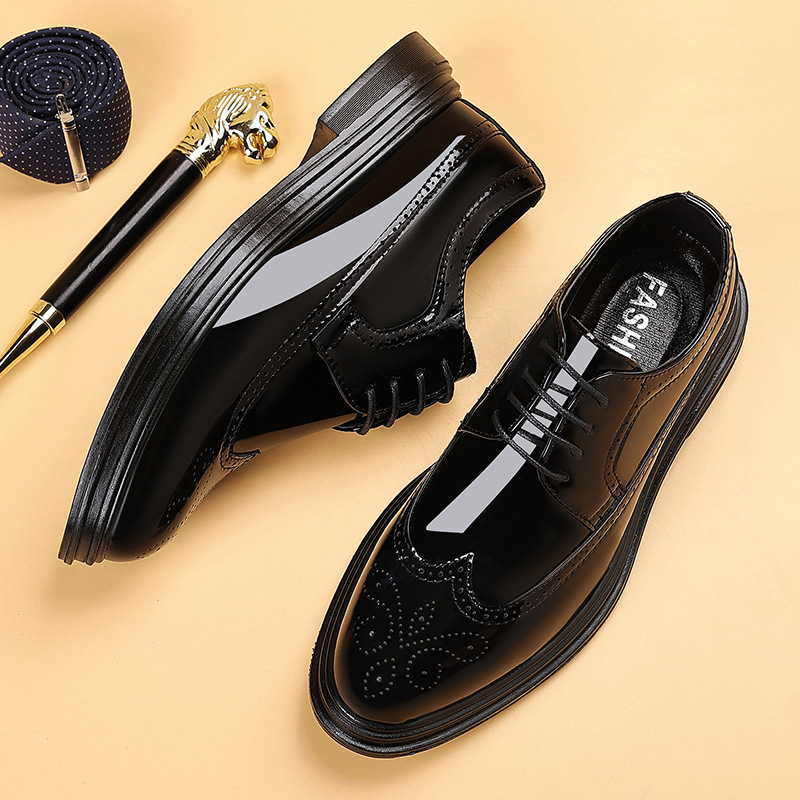 Oxford Brogue Leather - Scarpe eleganti da uomo in vernice