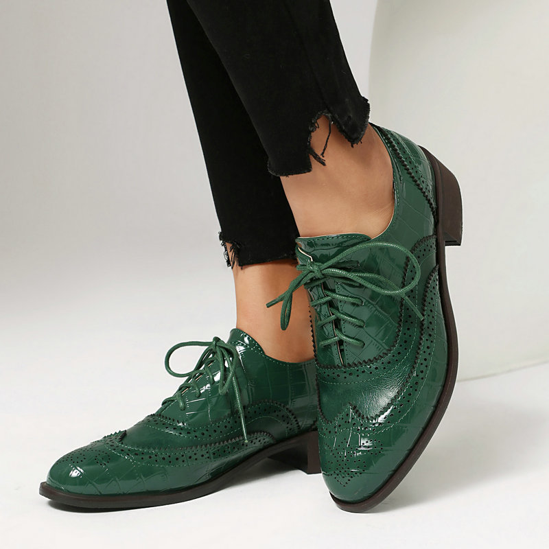 Oxford Brogue Leather - Scarpe Oxford Brogue da Donna con