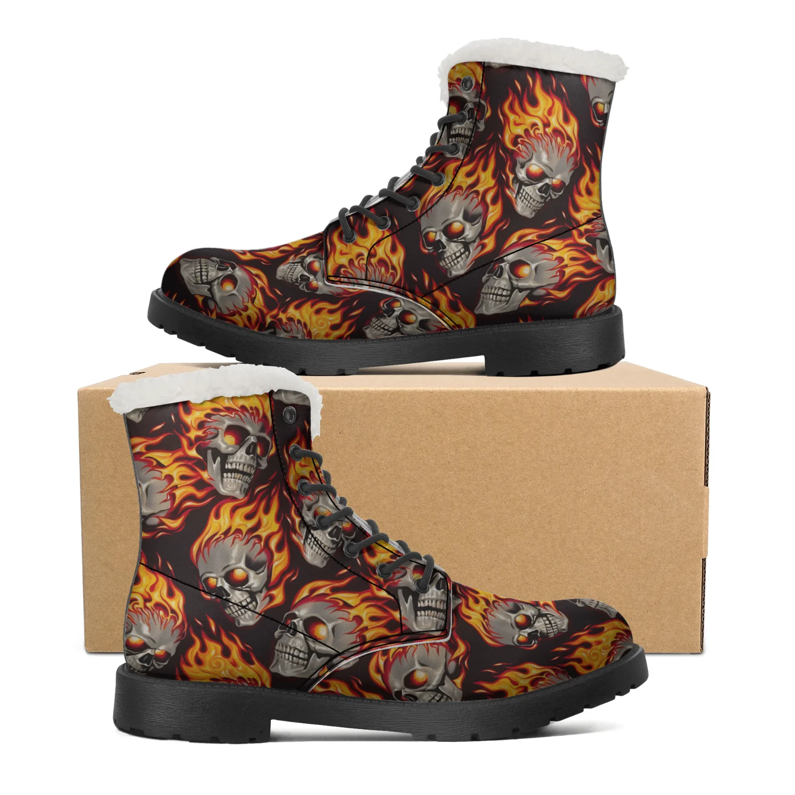 Men Shoes Eu To Us Size - Stivali da Neve con Motivi Teschio