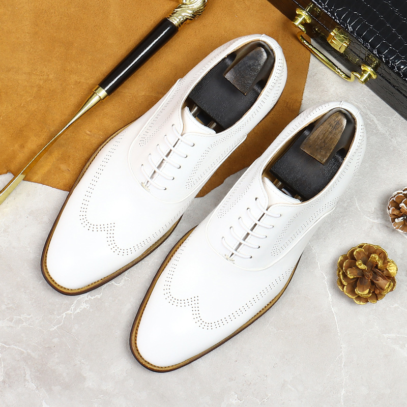 Oxford Brogue Leather - Scarpe Brogue bianche Concise resistenti all'usura