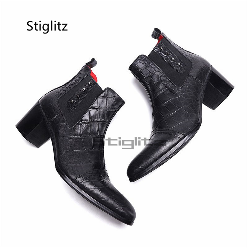 Men Shoes Size 11 - Stivali Chelsea Retrò con Tacco Alto