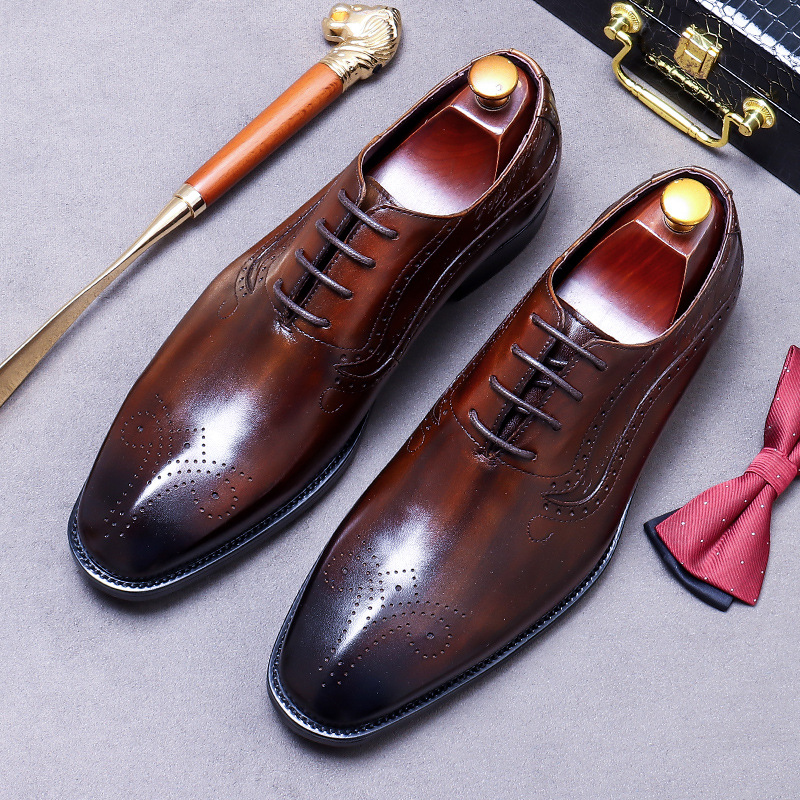 Oxford Brogue Leather - Scarpe Oxford Brogue Vintage da Uomo