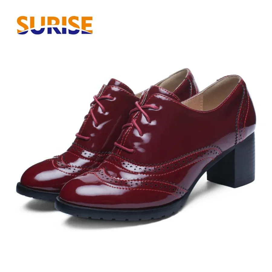 Oxford Brogue Leather - Oxford da donna britannici blu rosso