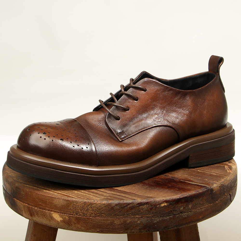 Oxford Brogue Leather - Scarpe brogue da uomo in vera