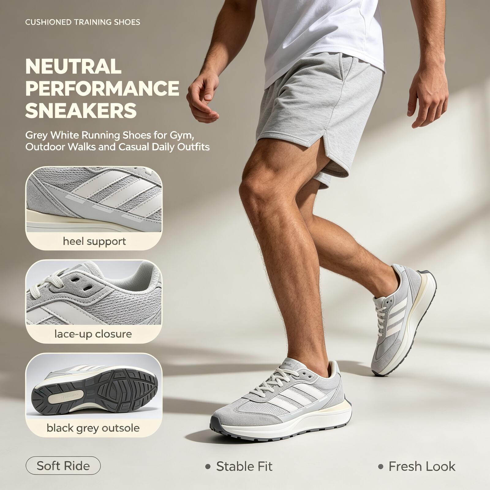Men Shoes Running Adidas - Scarpe da Corsa Adidas Grigio Bianco