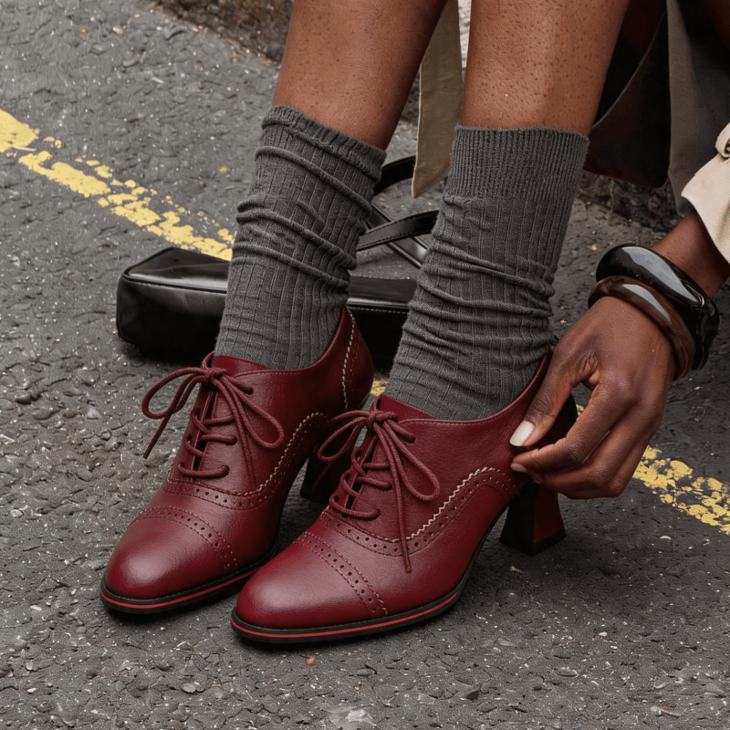 Oxford Brogue Leather - Scarpe Oxford da donna in ecopelle