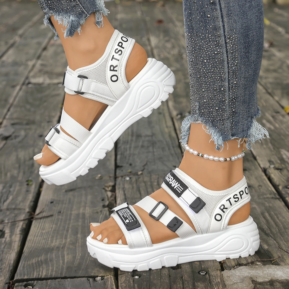 Sandali con zeppa con plateau  - Velcro Strap Sandal recensione e prezzo